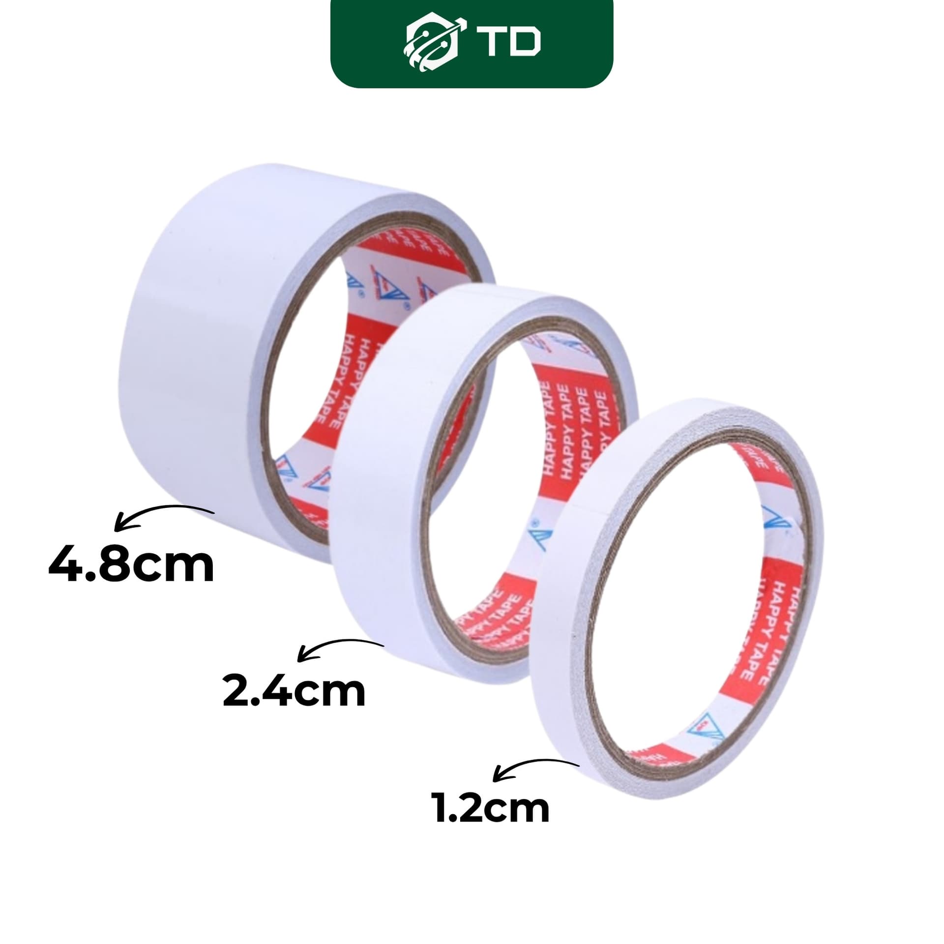 Băng keo 2 mặt 1.2cm, 2.4cm, 4.8cm