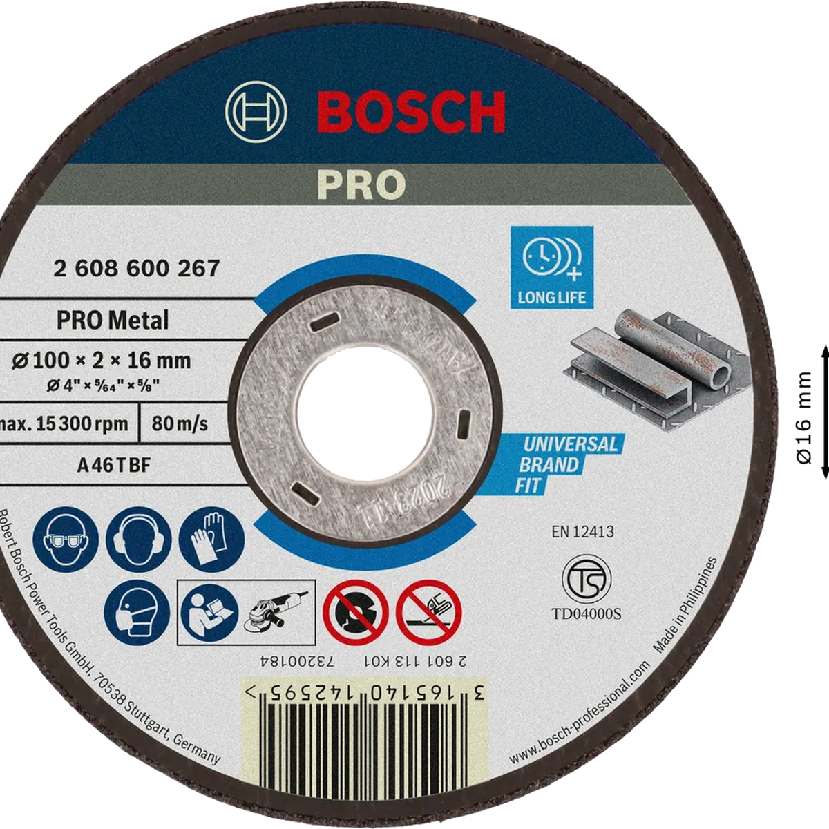 Đá cắt Bosch 100x2x16mm (sắt) 2608600267