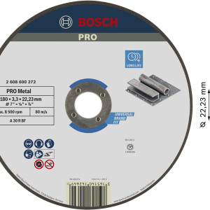 Đá cắt Bosch 180×3.3×22.23mm (sắt) 2608600272