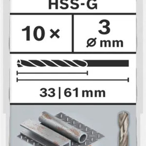 Mũi khoan sắt Bosch HSS-G 3mm (hộp 10 mũi) 2608595055