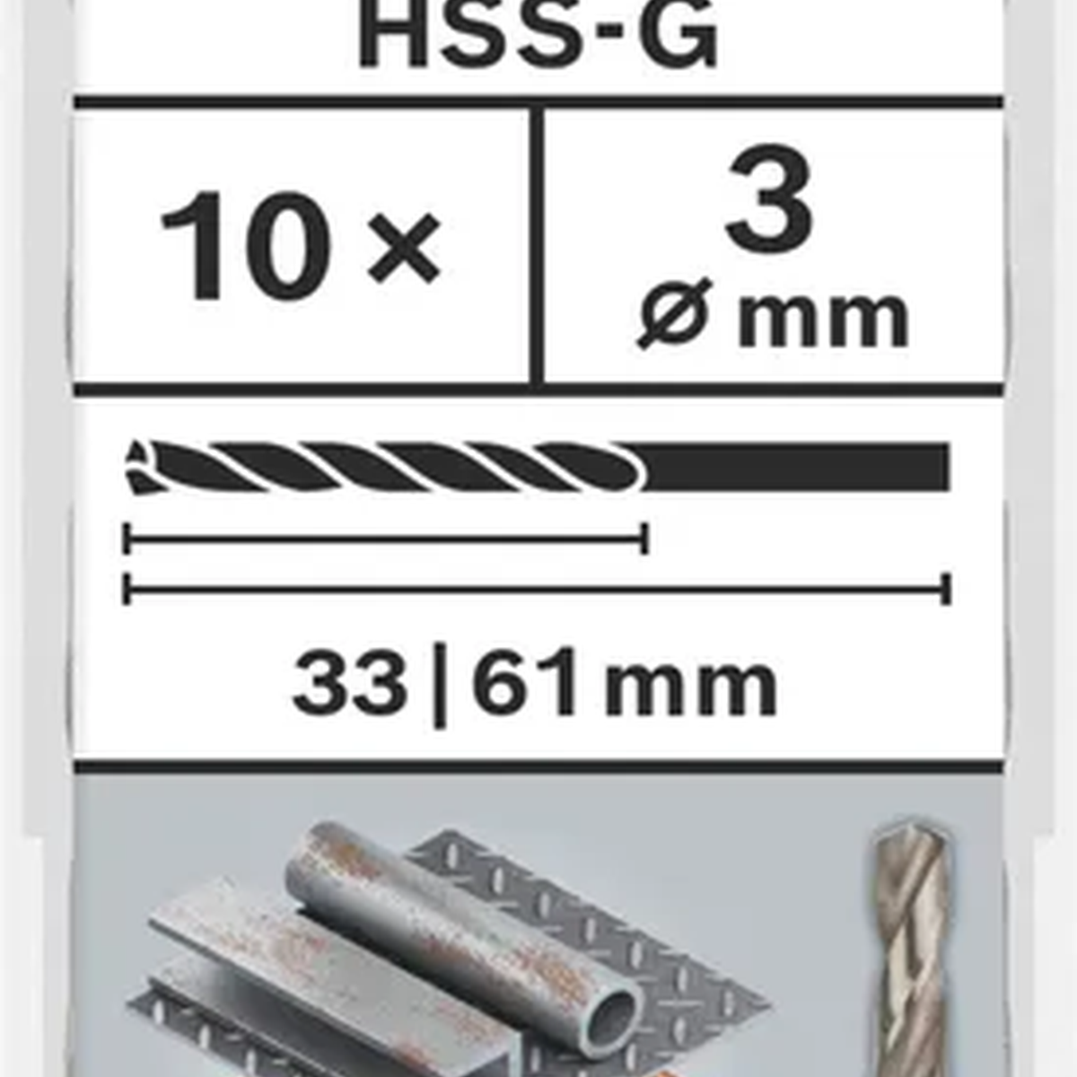 Mũi khoan sắt Bosch HSS-G 3mm (hộp 10 mũi) 2608595055