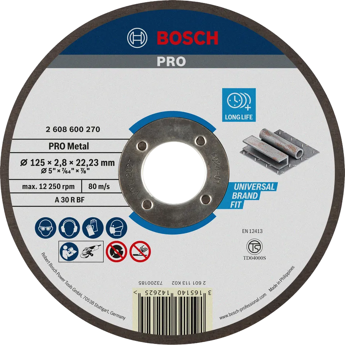 Đá cắt Bosch 125×2.8×22.23mm (sắt) 2608600270
