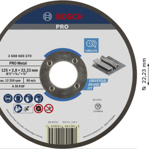 Đá cắt Bosch 125×2.8×22.23mm (sắt) 2608600270