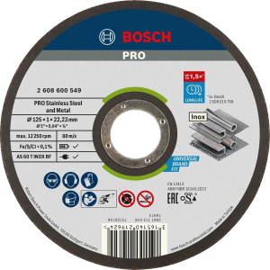 Đá cắt Bosch 125x1x22.2mm (Inox) 2608600549