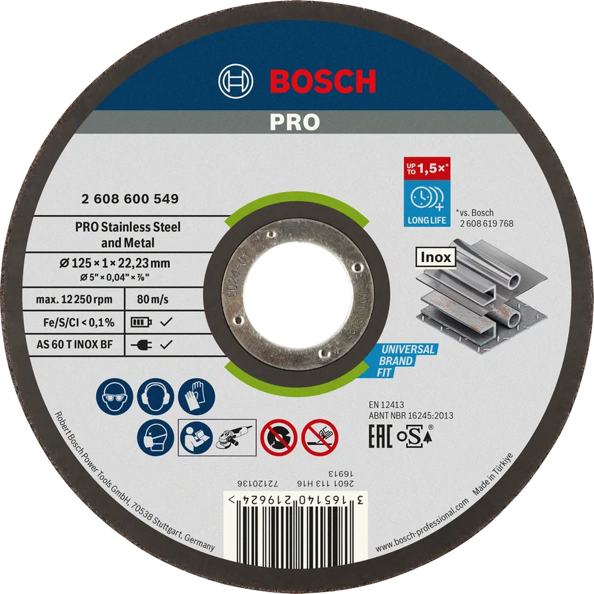 Đá cắt Bosch 125x1x22.2mm (Inox) 2608600549
