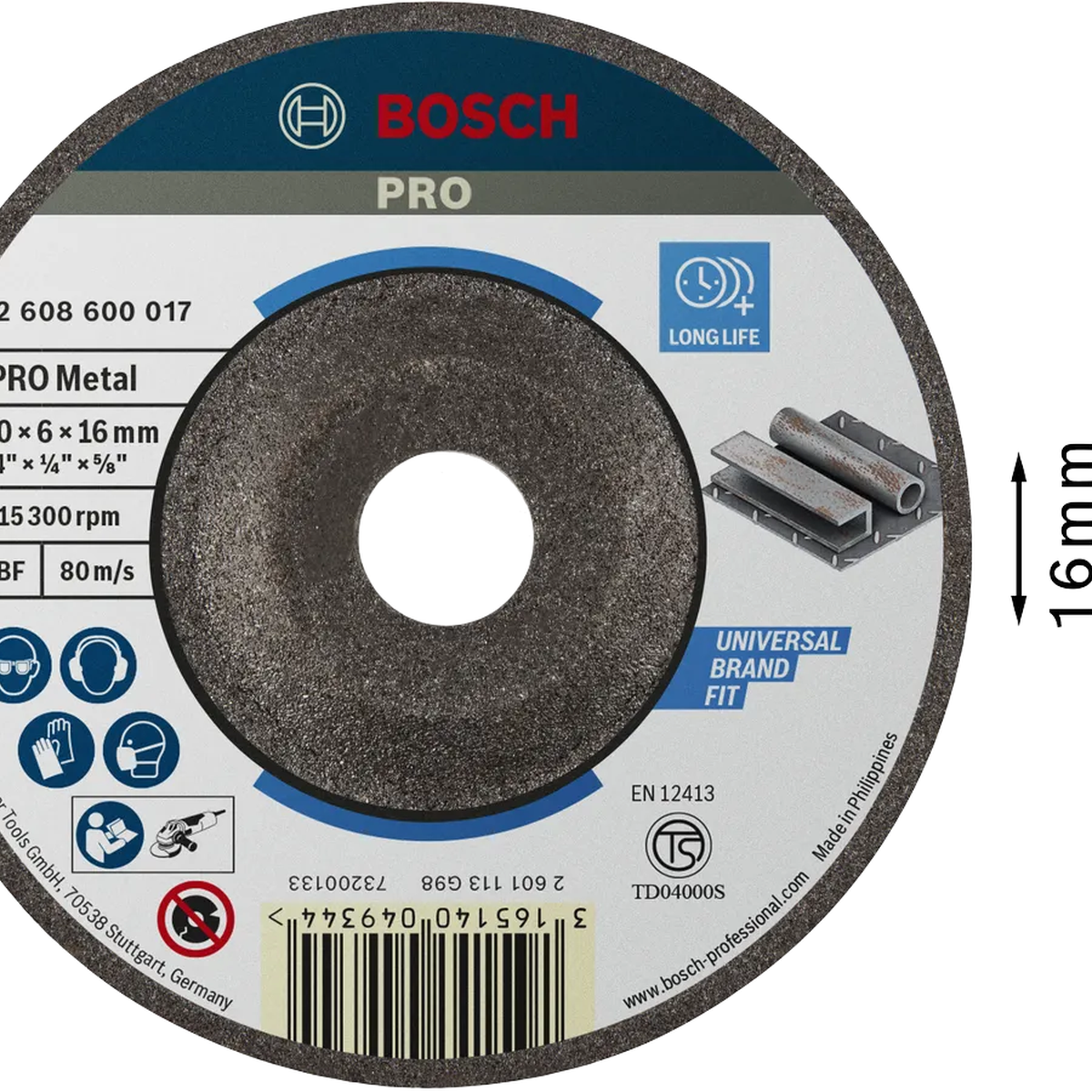 Đá mài Bosch 100x6x16mm (sắt) 2608600017