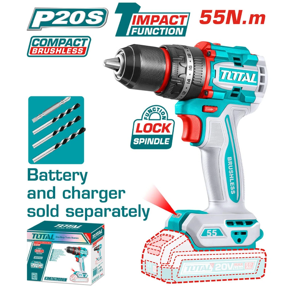 Máy khoan búa dùng pin không chổi than 20V (không kèm pin sạc)