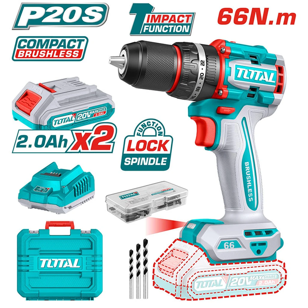 Máy khoan búa dùng pin không chổi than 20V TIDLI20668