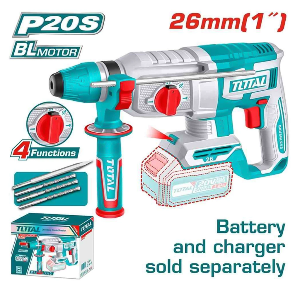 Máy khoan bê tông không chổi than dùng pin 20V (Không kèm pin sạc)