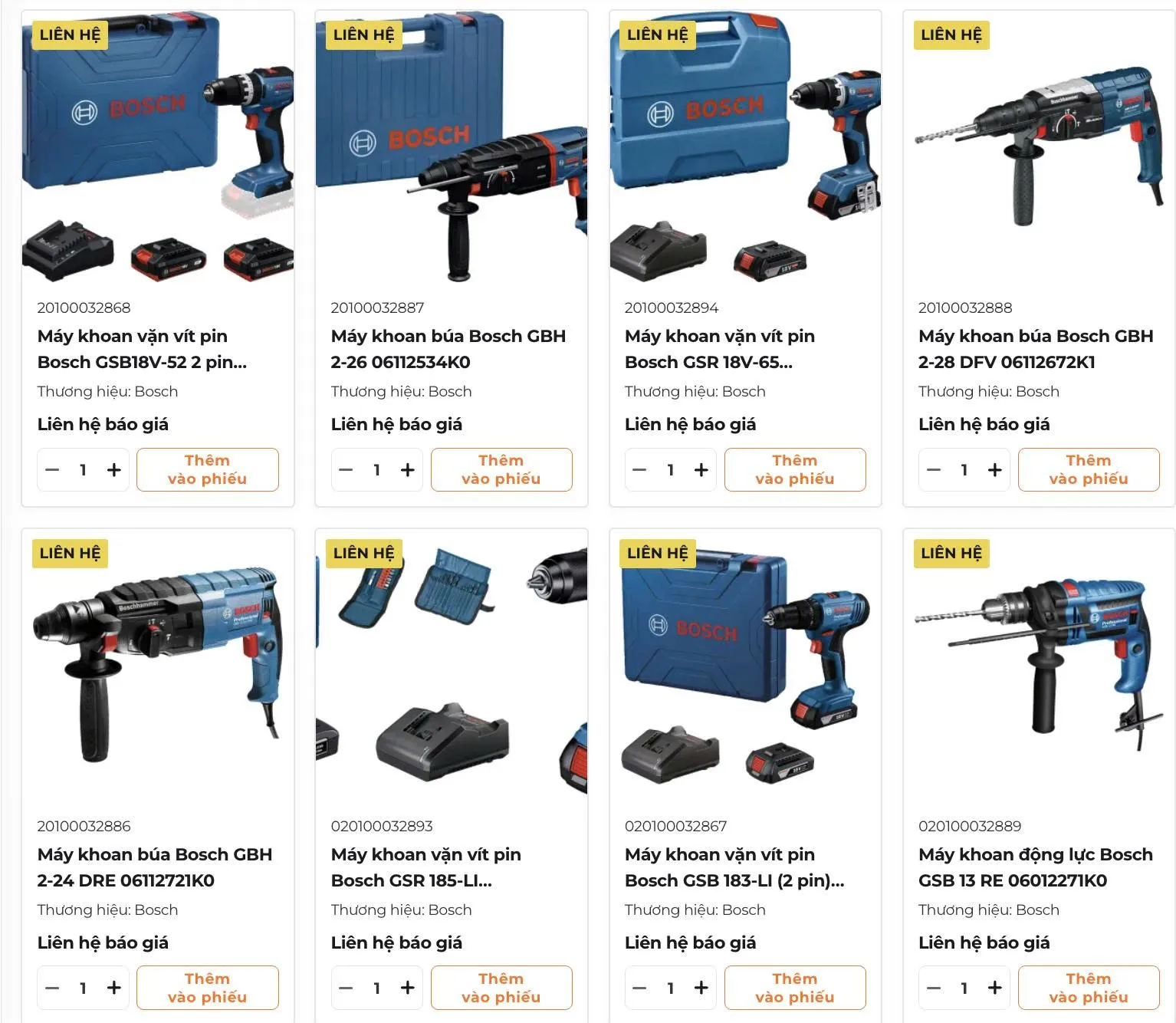danh mục sản phẩm máy khoan Bosch tại TD-Corp