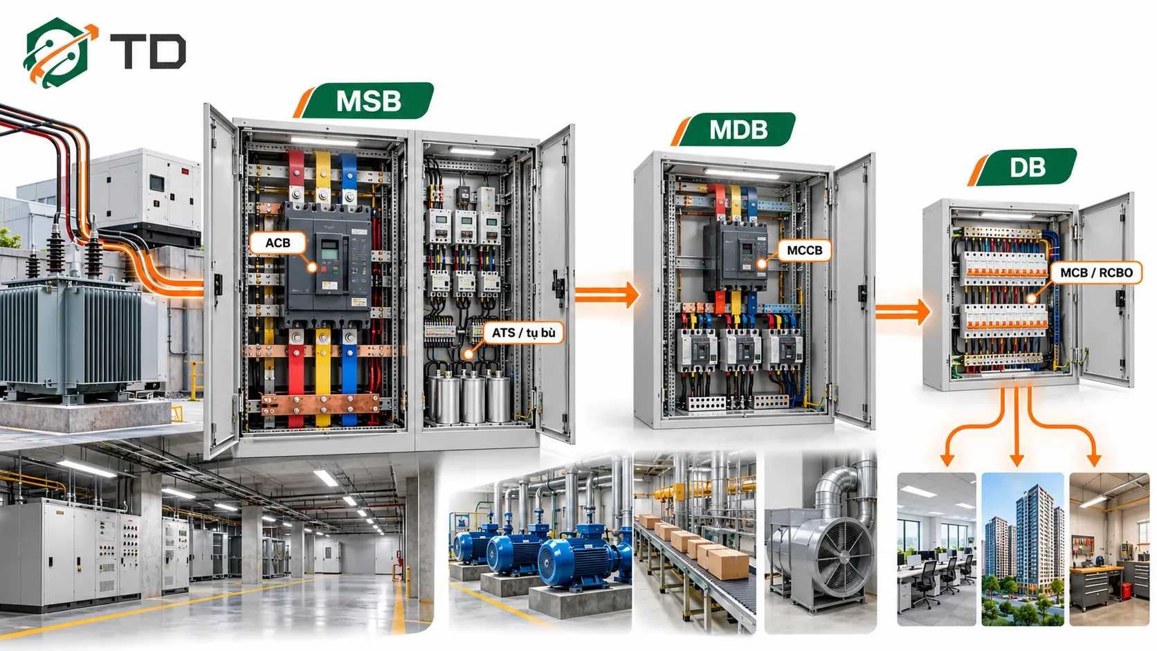 Có mấy loại tủ điện phân phối? Phân biệt MSB, MDB và DB